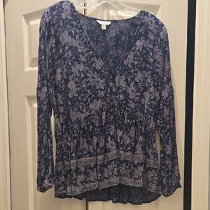 Lucky Brand Navy Floral Blouse